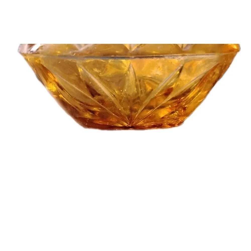 Vtg Amber Tray Hazel Atlas (?) Pressed Cut Glass Relish Dish 9x4